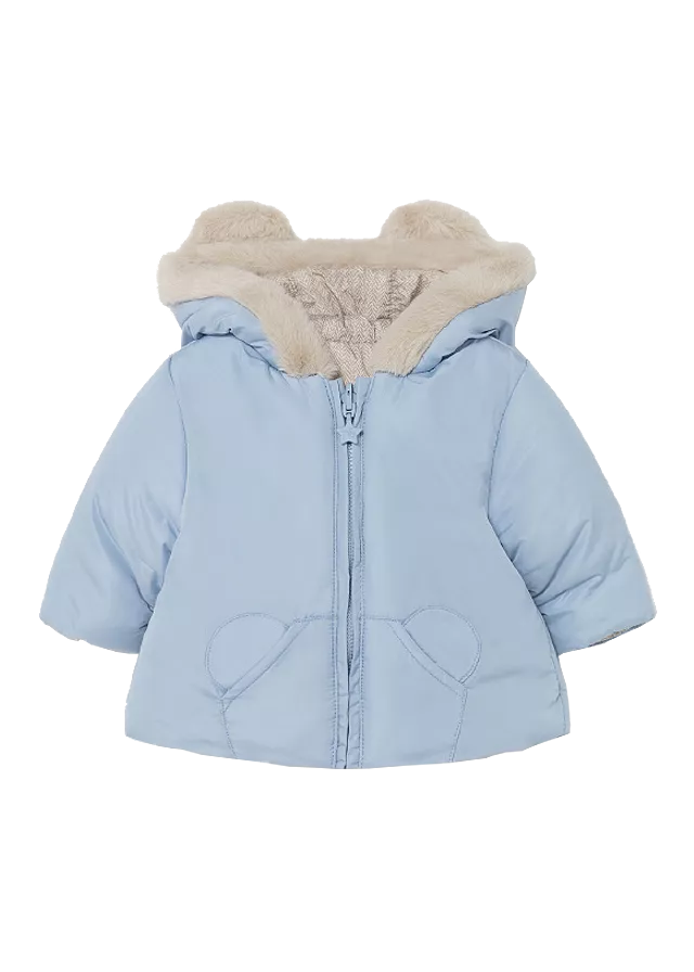 Geaca reversibila ECOFRIENDS cu urechiuse - Bej / Bleu - Mayoral , [],bestfam.ro