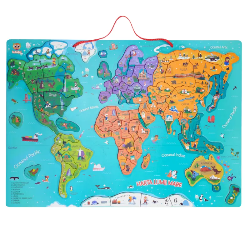Harta lumii mare - puzzle magnetic (lb.romana), [],bestfam.ro