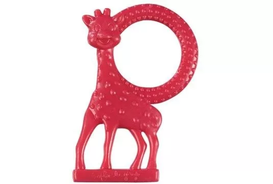 Inel dentitie vanilie, in cutie cadou - Rosu - Sophie la Girafe, [],bestfam.ro