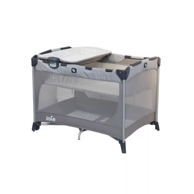Joie - Patut pliant Commuter Change Gray Stripes, cu cosulet detasabil inclus, [],bestfam.ro