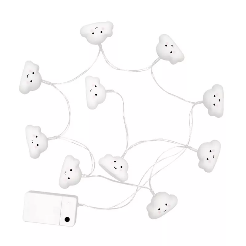 Lampa de veghe ghirlanda, 10 LED-uri, oprire cronometrata, forma nor, alba, Lumilu String Light Cloud, Reer 52180, [],bestfam.ro