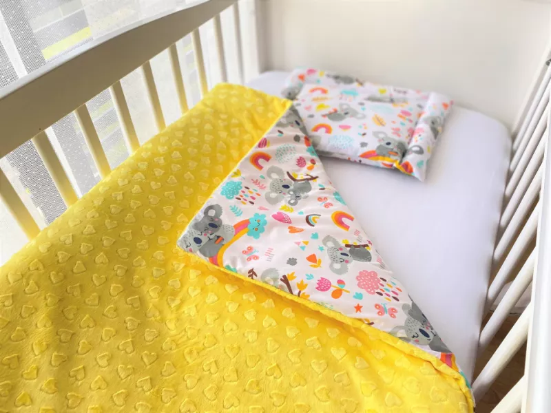 Lenjerie de pat pentru copii - Yellow Hearts Koala - Maradalia Kids, [],bestfam.ro