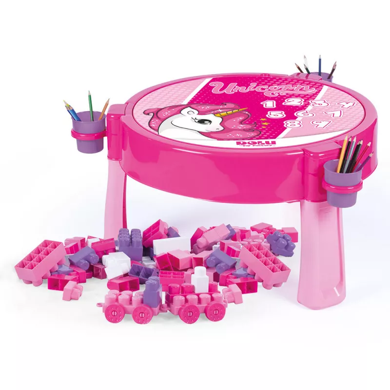Masuta roz de activitati cu 100 cuburi de construit, [],bestfam.ro