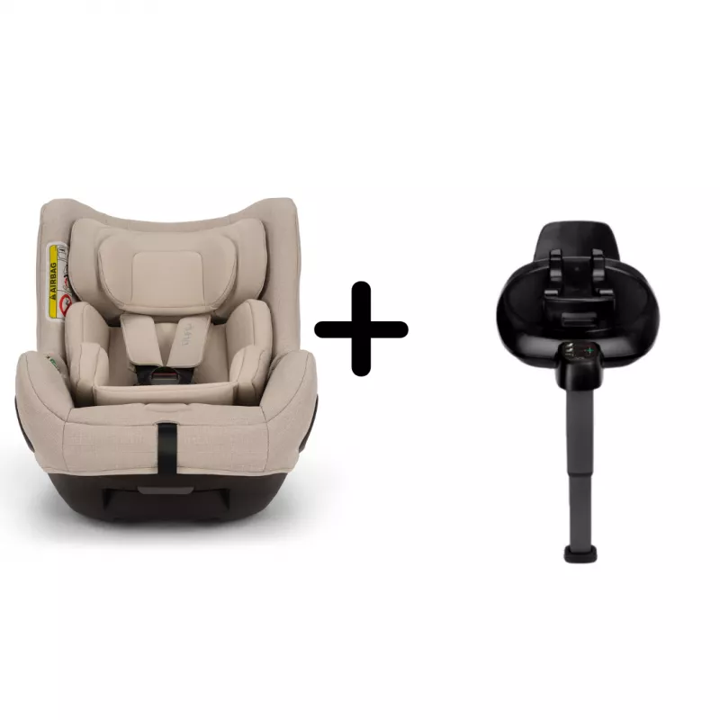 Nuna - Set Scaun auto rotativ i-Size TODL next Biscotti, 40-105 cm + Baza isofix BASE next i-Size pentru TODL next, testat ADAC, [],bestfam.ro