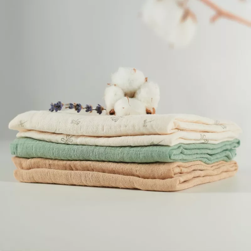 ONINO - Muselina multifunctionala din bumbac 100% organic, HUG.me, Pure Nature, x3 bucati, 60 x 60 cm, certificata GOTS, [],bestfam.ro