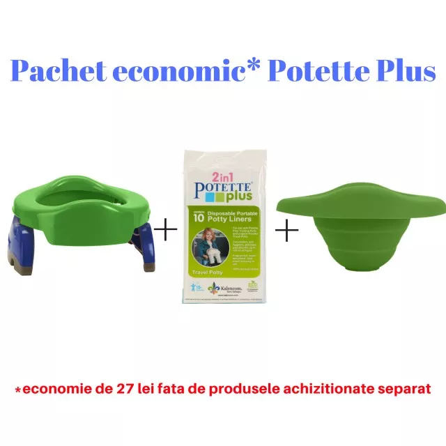 Pachet economic  Olita portabila, liner, 10 pungi biodegradabile, 700g, 14 luni+, vernil, [],bestfam.ro
