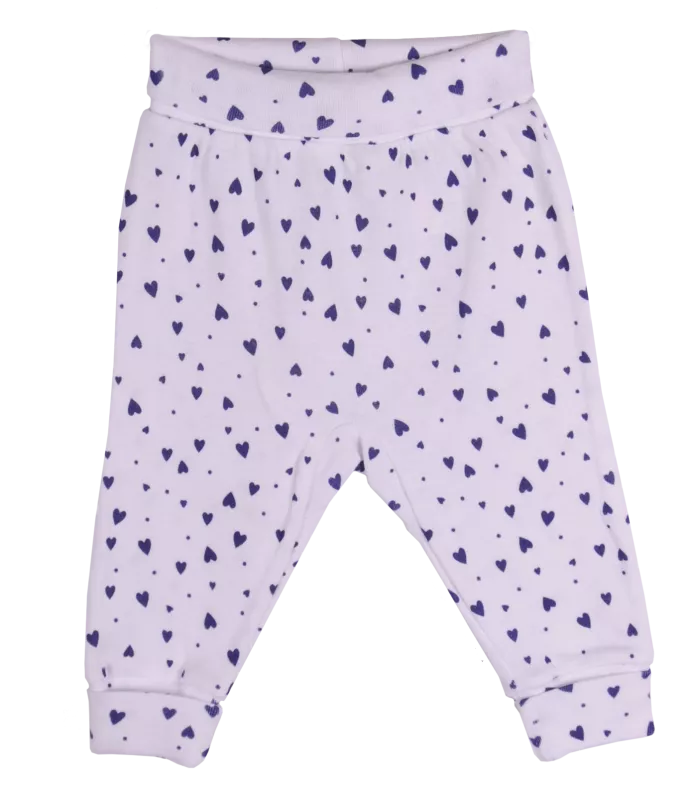 Pantaloni cu manseta din bumbac 100% si imprimeu  inimioare albastre 6 luni, [],bestfam.ro