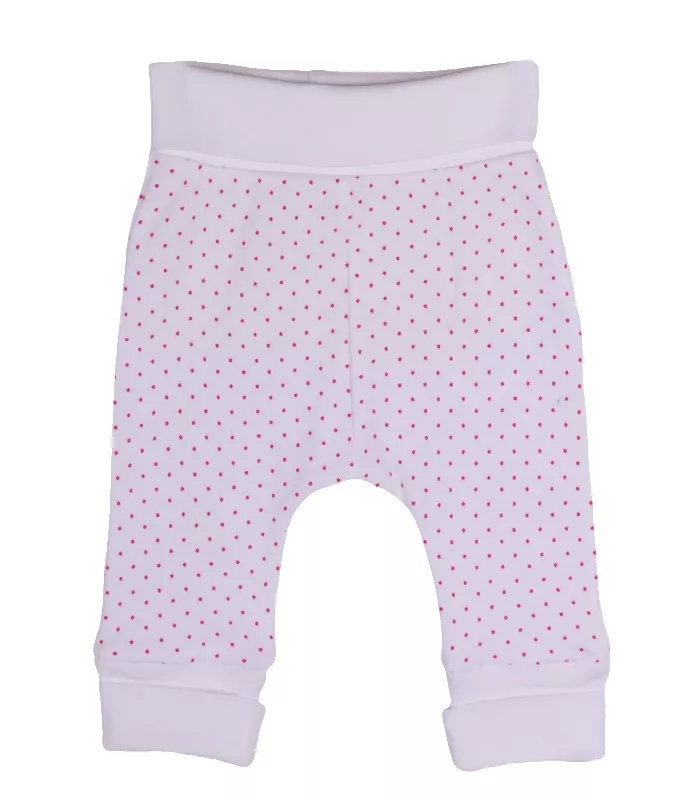 Pantaloni cu manseta din bumbac 100% si imprimeu picatele rosii 12 luni, [],bestfam.ro