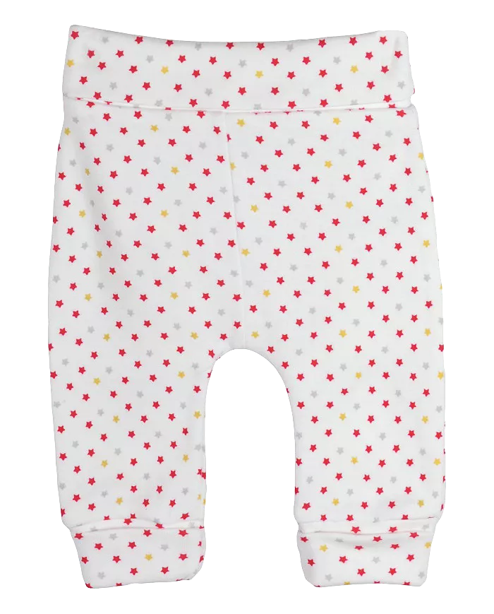 Pantaloni cu manseta din bumbac si imprimeu stelute colorate, [],bestfam.ro