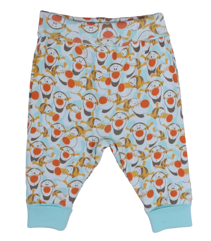 Pantaloni cu mansete din bumbac 100% si imprimeu Tigrila 6 luni, [],bestfam.ro