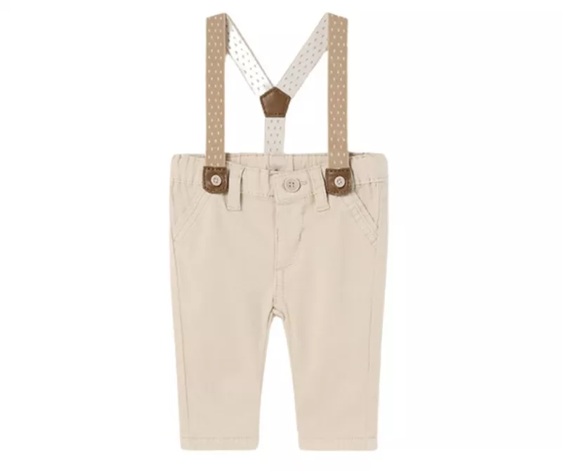 Pantaloni lungi Bej cu bretele - Mayoral   12 luni, [],bestfam.ro