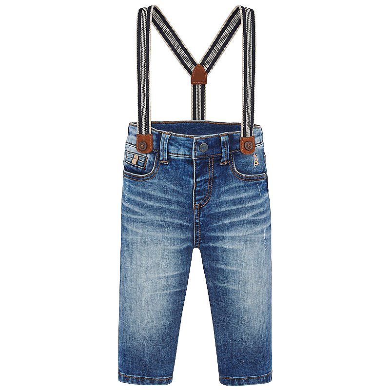 Pantaloni lungi denim cu bretele, [],bestfam.ro