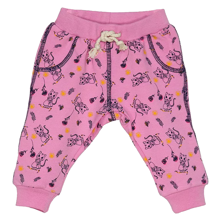 Pantaloni trening - Pisicute - roz cu snur alb 18 luni, [],bestfam.ro