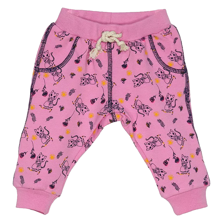 Pantaloni trening - Pisicute - roz cu snur alb 4 ani, [],bestfam.ro