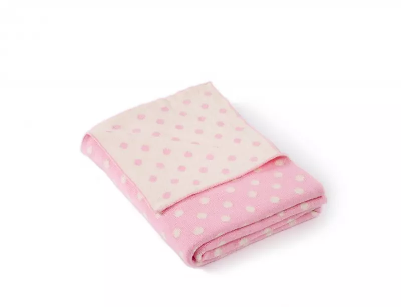 Paturica tricotata - Pink Cream Dots - Buva, [],bestfam.ro