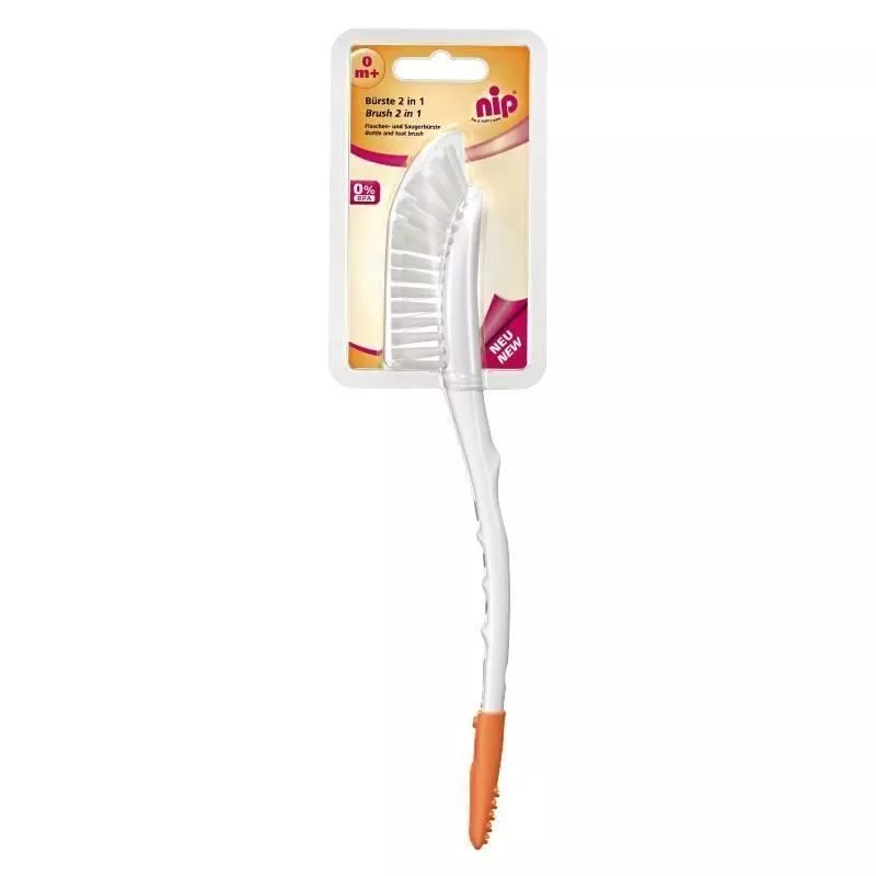 Perie 2 in 1 pentru biberoane si tetine, 0+ luni, nip 37047, [],bestfam.ro