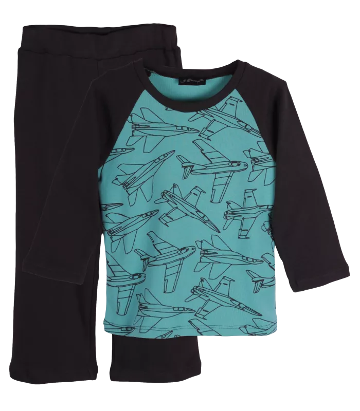 Pijama bicolora Avioane 6 ani, [],bestfam.ro