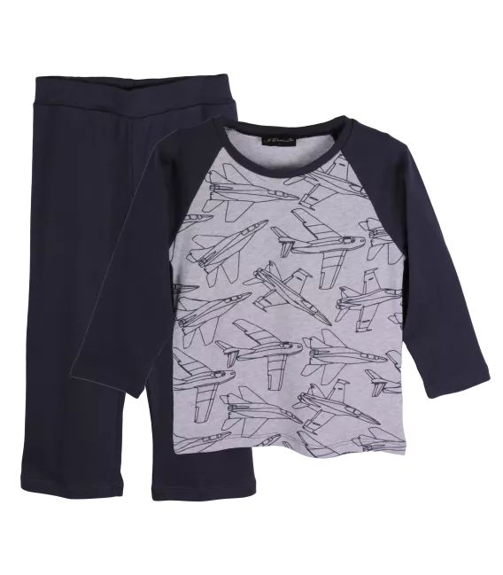 Pijama bicolora gri/negru Avioane 5 ani, [],bestfam.ro