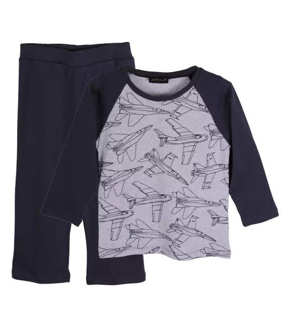 Pijama bicolora gri/negru Avioane 6 ani, [],bestfam.ro
