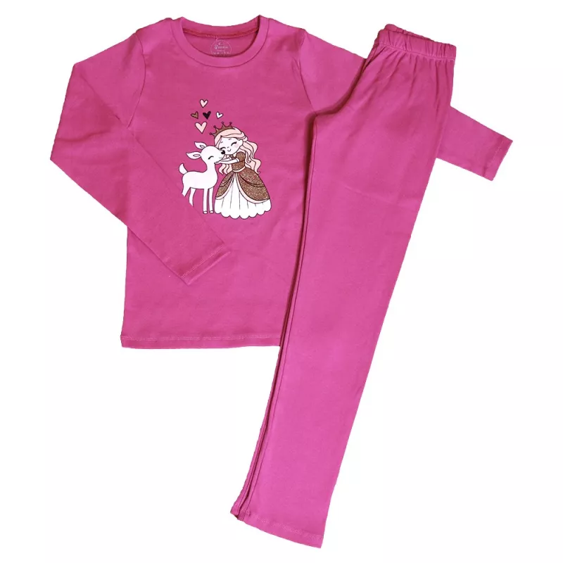 Pijama cu maneca lunga - Fetita cu caprioara, [],bestfam.ro