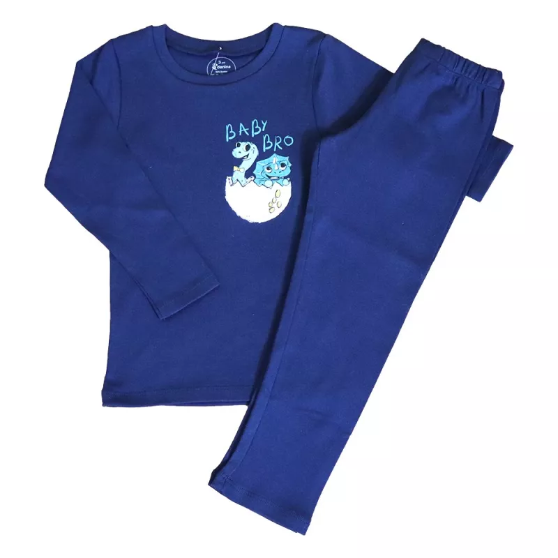Pijama cu maneca lunga imprimeu Ou dinozaur 3 ani, [],bestfam.ro