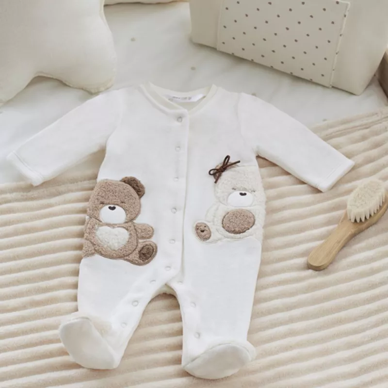 Pijama plusata Ursi bumbac sustenabil nou-nascut - Mayoral   2-4 luni (65 cm), [],bestfam.ro