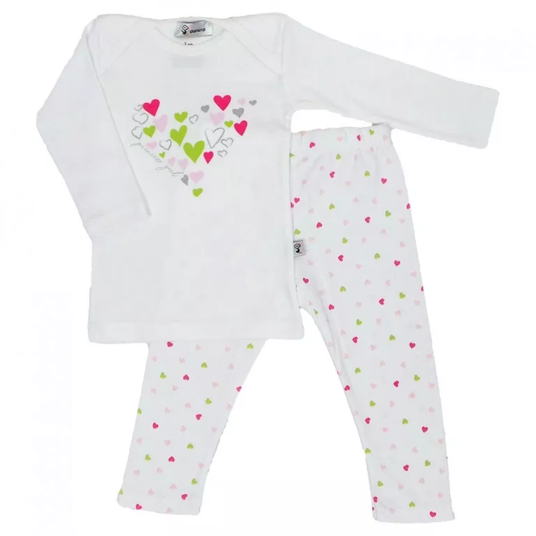 Pijama cu maneca lunga imprimeu Inimioare multicolore, [],bestfam.ro