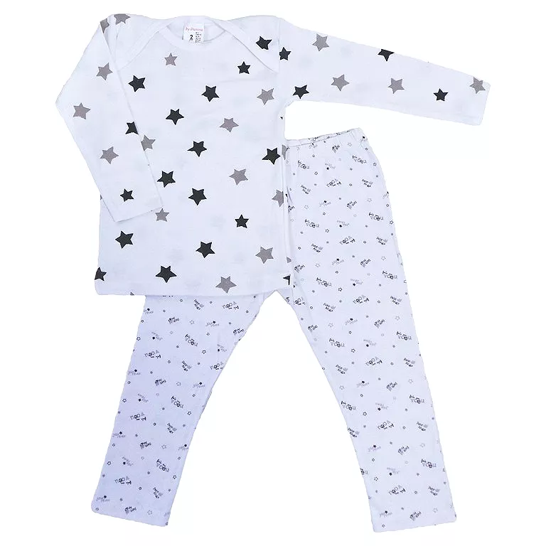 Pijama cu maneca lunga - Stelute gri 4 ani, [],bestfam.ro
