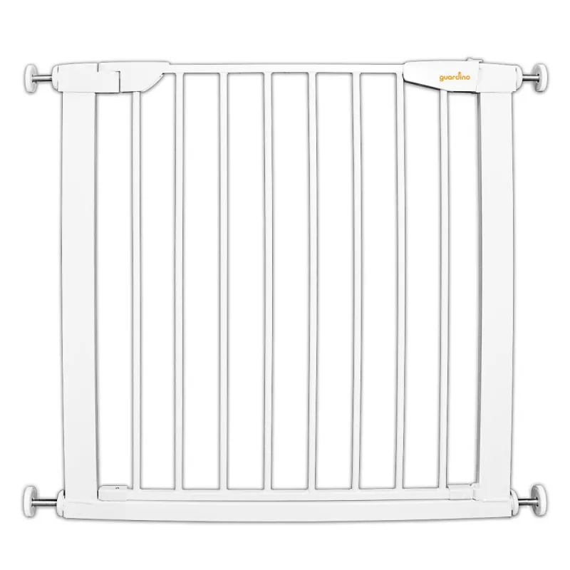 Poarta de siguranta pentru copii, 75-81 cm, extensibila, montare prin presiune, fara gaurire, metal, alb, Guardino 700010, [],bestfam.ro
