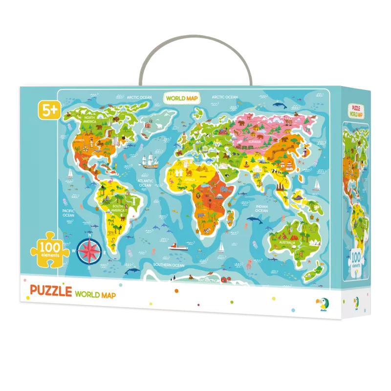 Puzzle - Continentele lumii (100 piese), [],bestfam.ro