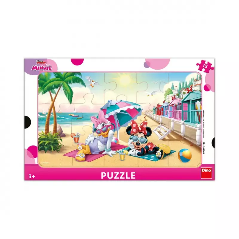 Puzzle cu rama - Minnie si Daisy la plaja (15 piese), [],bestfam.ro