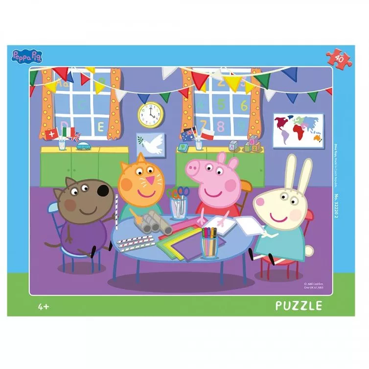Puzzle cu rama - Purcelusa Peppa (40 piese) - Dino Toys, [],bestfam.ro