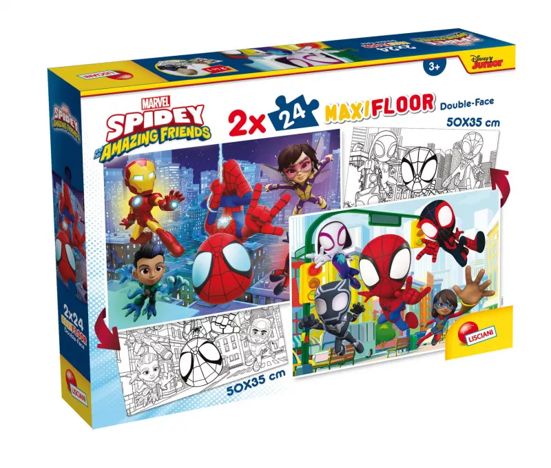 Puzzle de colorat maxi - Paienjenelul Marvel si prietenii lui uimitori (2 x 24 de piese), [],bestfam.ro