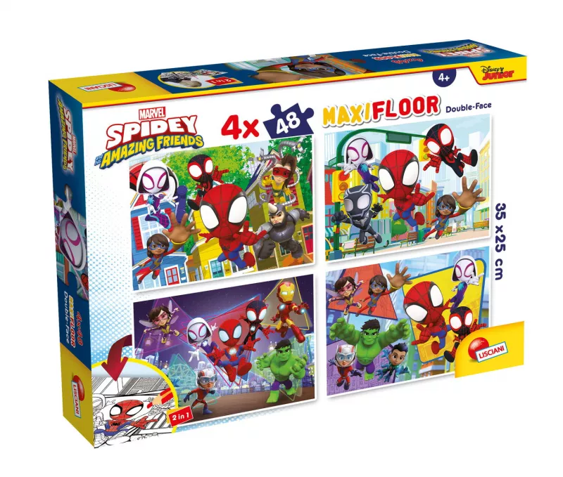 Puzzle de colorat maxi - Paienjenelul Marvel si prietenii lui uimitori (4 x 48 de piese), [],bestfam.ro