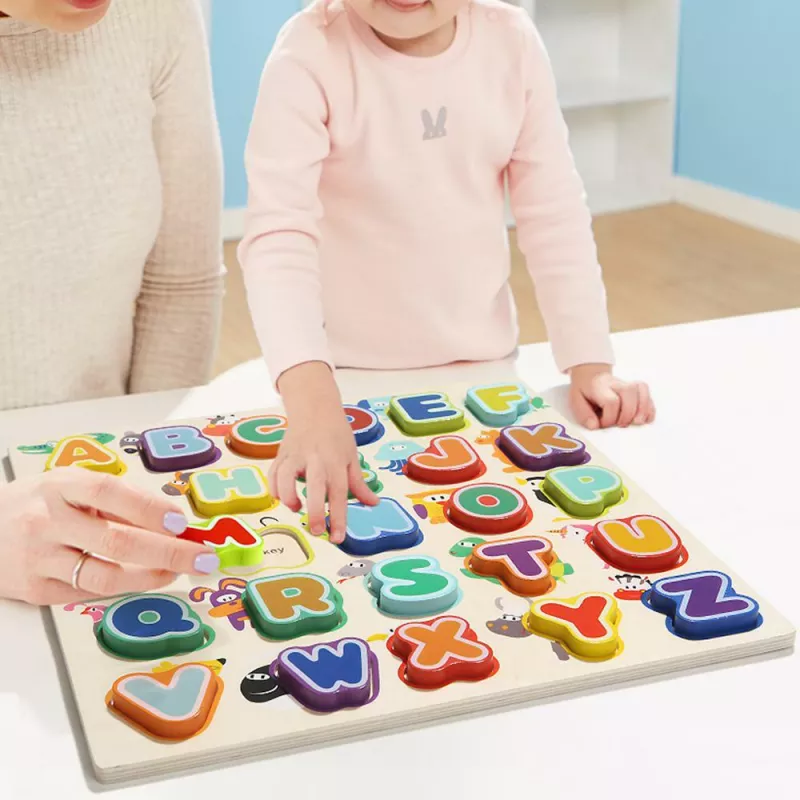 Puzzle din lemn - Litere si animalute, [],bestfam.ro
