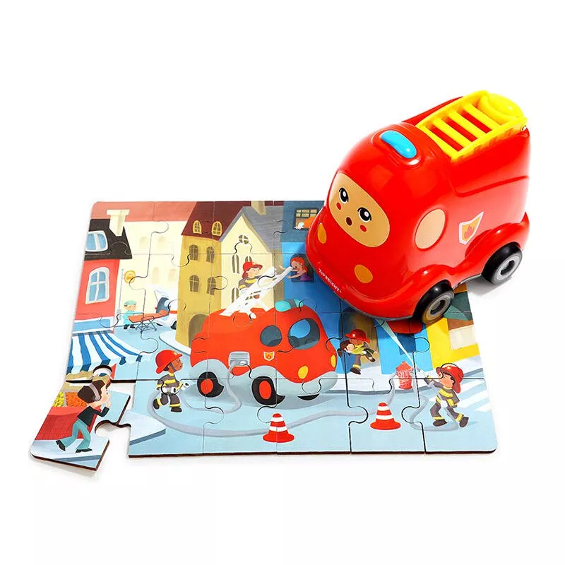Puzzle din lemn - Masinuta de pompieri, [],bestfam.ro
