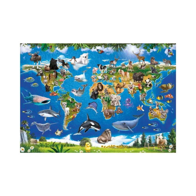 Puzzle XL - Harta animalelor (100 piese), [],bestfam.ro