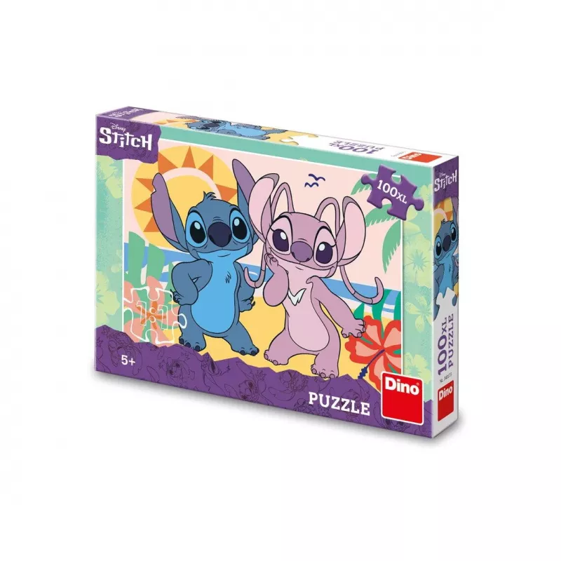 Puzzle XL - Stitch si Angel la plaja (100 piese), [],bestfam.ro
