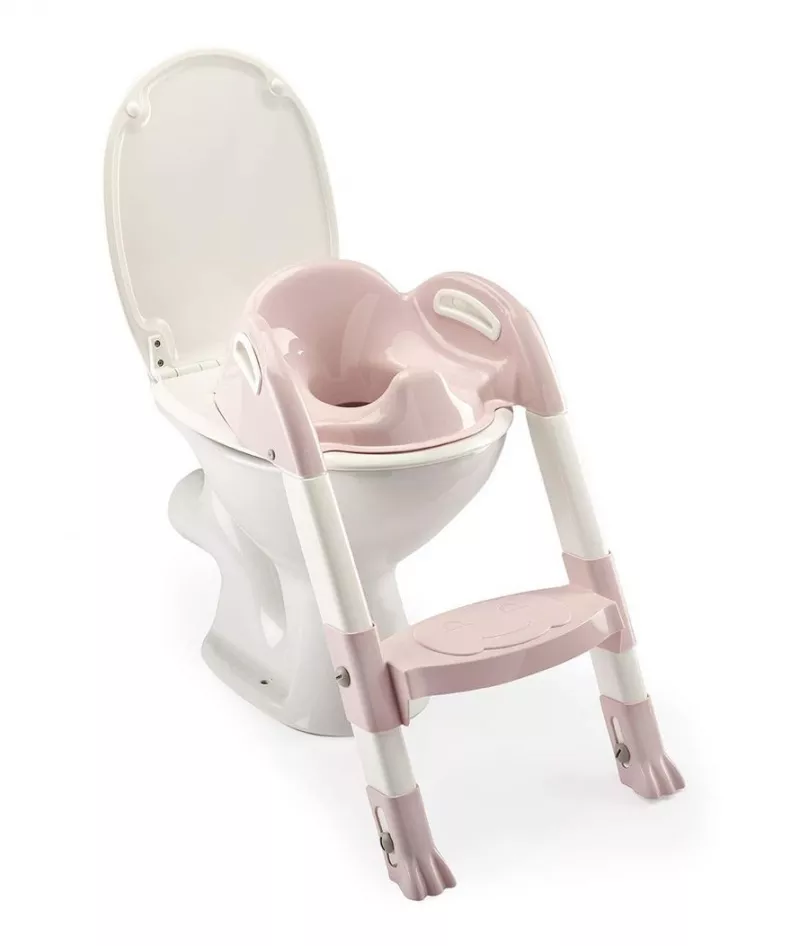 Reductor pentru toaleta cu scarita - Kiddyloo Powder Pink - Thermobaby, [],bestfam.ro
