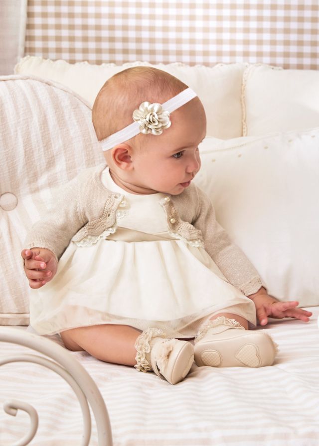 Rochie alba eleganta si chilotei asortati  - Mayoral 1-2 luni, [],bestfam.ro