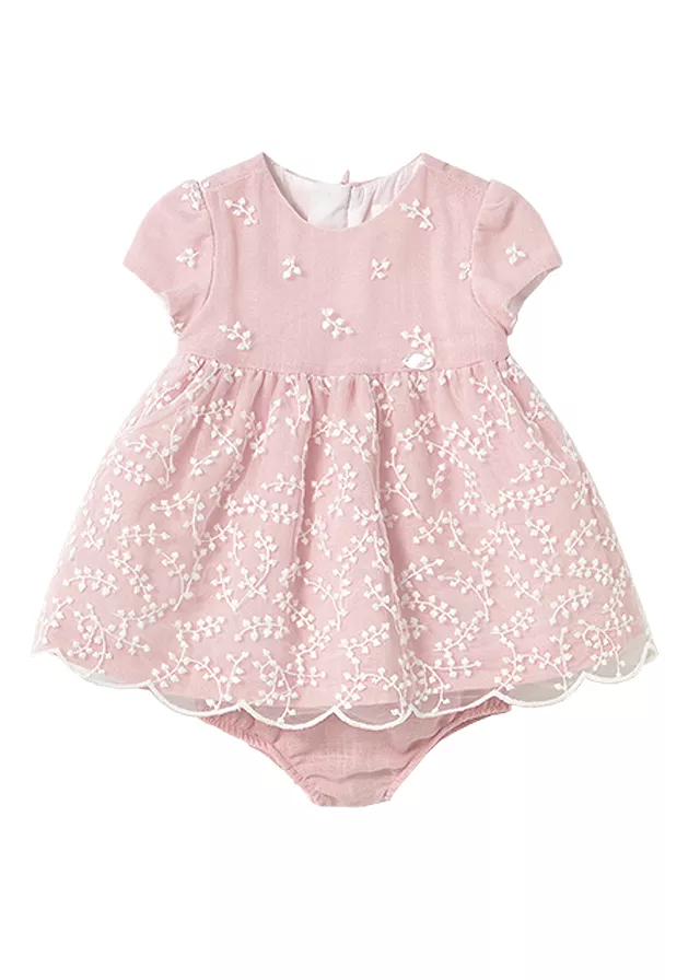 Rochie brodata + chilotei - Roz - Mayoral 12 luni, [],bestfam.ro