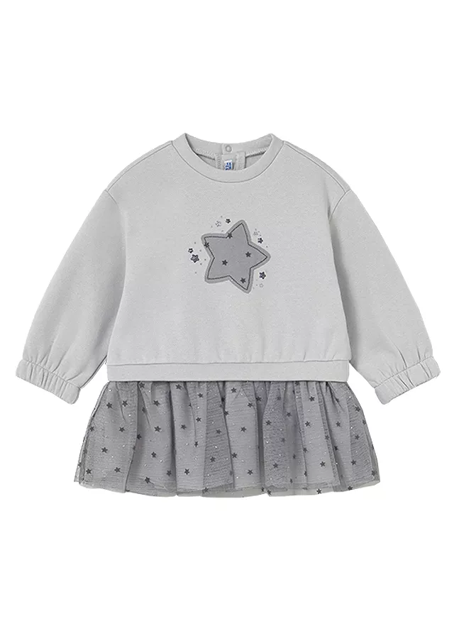Rochie combinata cu tul - gri - Mayoral 4 ani, [],bestfam.ro