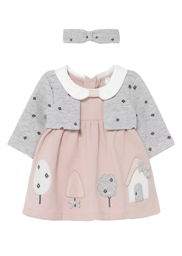 Rochie cu bentita - Roz/Gri - Mayoral, [],bestfam.ro