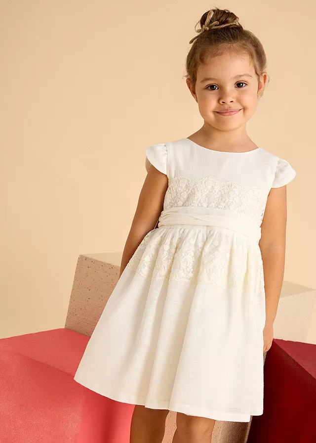 Rochie dantela cu cordon - alb - Mayoral, [],bestfam.ro