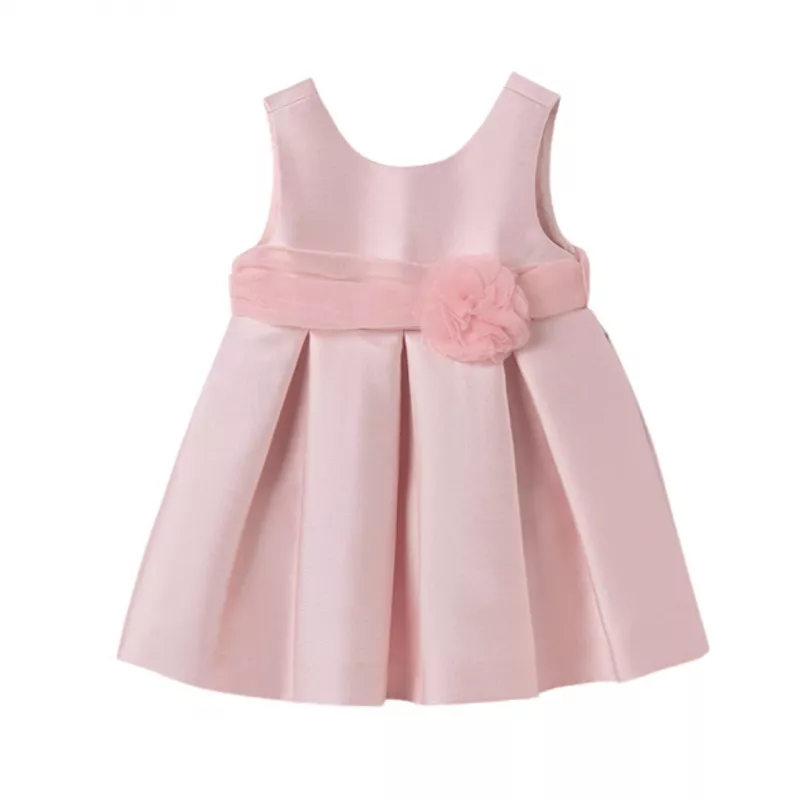 Rochie din mikado Roz cu floare in talie - Abel&lula 6-9 luni, [],bestfam.ro