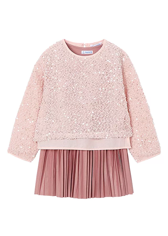 Rochie tricot si pulover paiete - roz - Mayoral 6 ani, [],bestfam.ro