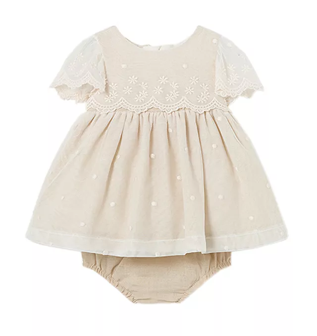 Rochie tul brodat - bej - Mayoral      , [],bestfam.ro