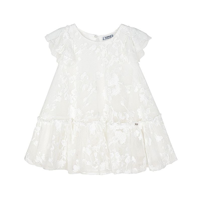 Rochie tul brodat - Alb Floral - Mayoral, [],bestfam.ro