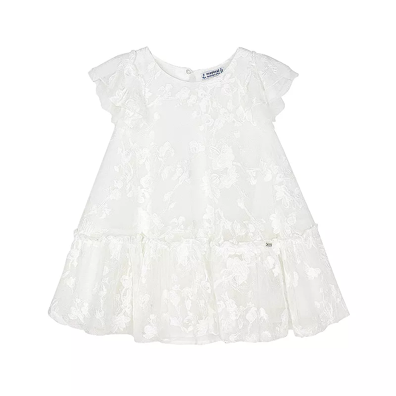 Rochie tul brodat - Alb Floral - Mayoral 4 ani, [],bestfam.ro