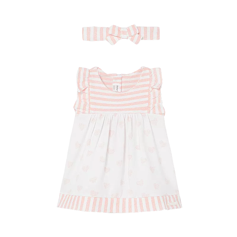Rochie cu dungi + bentita - Roz - Mayoral  2-4 luni, [],bestfam.ro